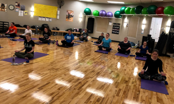 Students in a yoga class